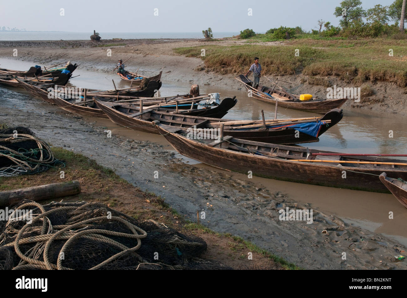 Myanmar. Burma. Besuchen Sie zum Dorf Tingen Gyi im Ayeryarwady-Delta. Nargis Zyklon Hinterlassenschaften Stockfoto