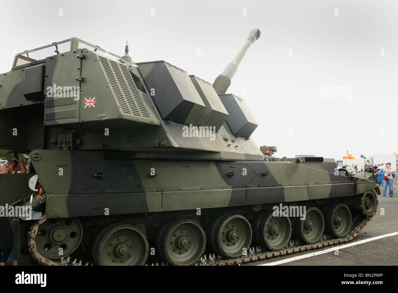 AS90 155mm Panzerhaubitze Stockfoto