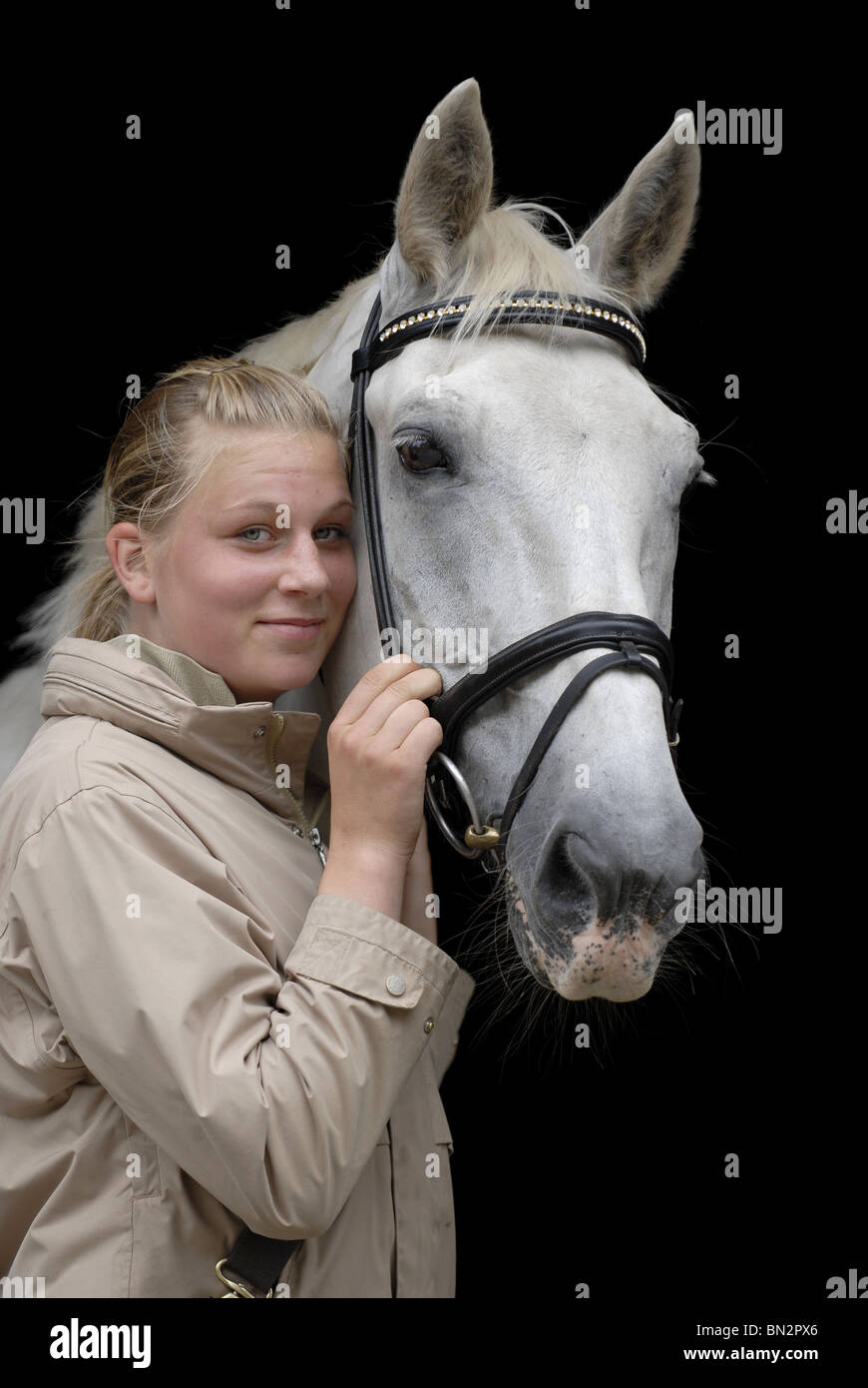 junge Frau mit Pferd Stockfoto