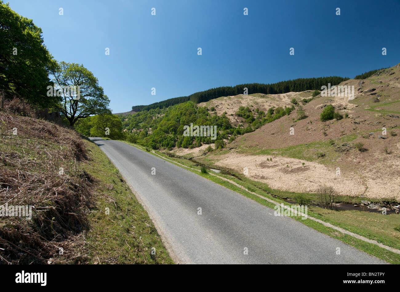 Road Nr. Abergwesyn, Powys, Wales, UK Stockfoto