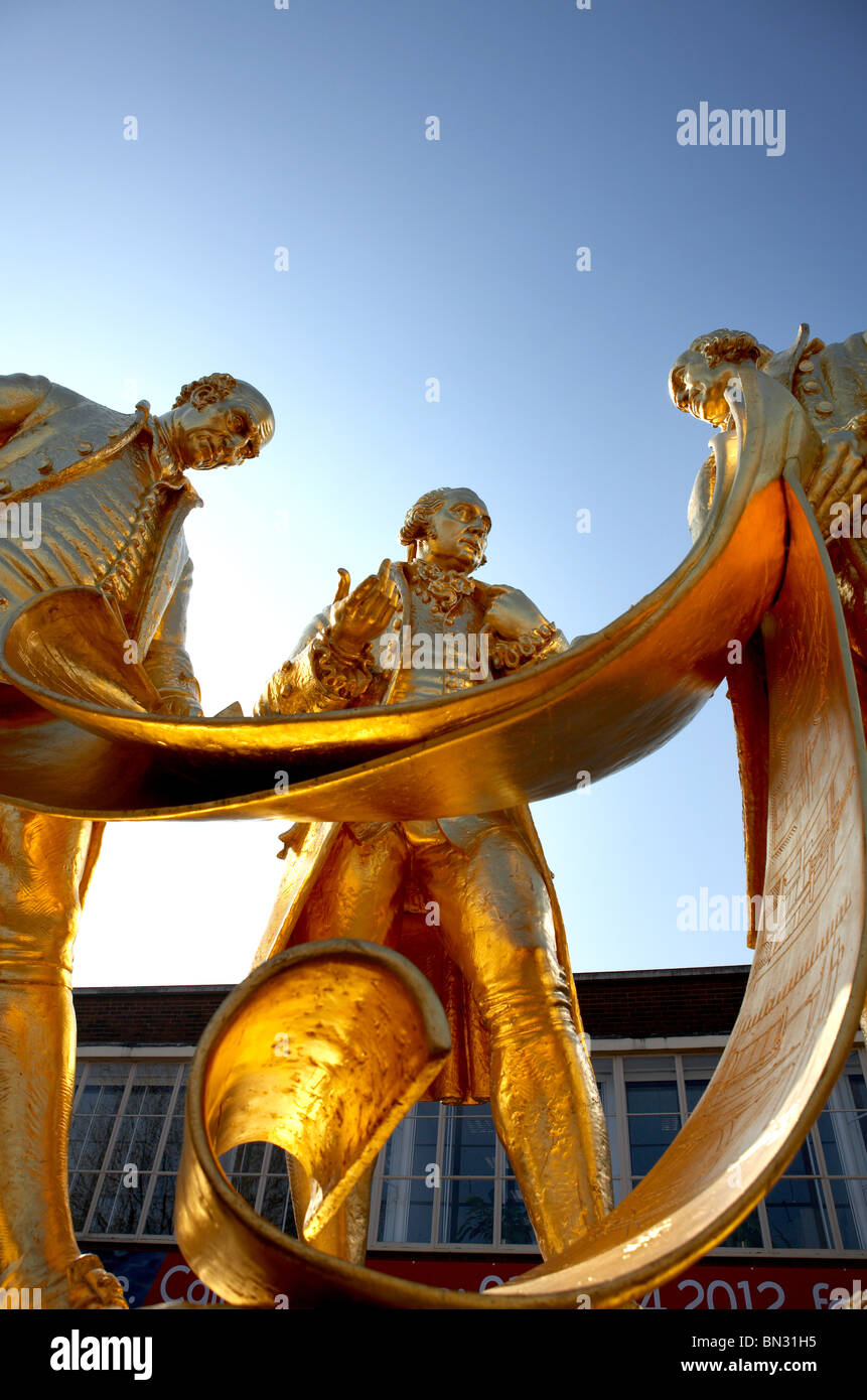 Birmingham industrielle Matthew Boulton, James Watt und William Murdoch Statue auf Broad Street Birmingham. Stockfoto