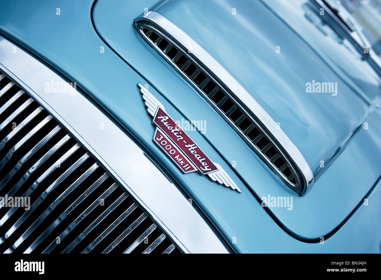 Austin Healey 3000 MkII Grill Mütze / Haube Detail Stockfoto