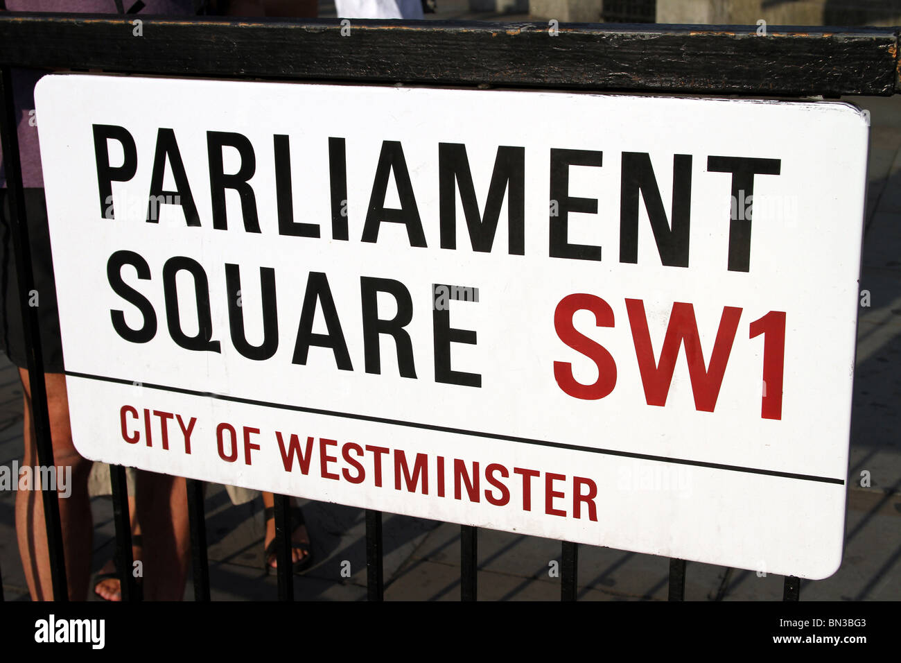 Parliament Square Street Zeichen, London, England Stockfoto