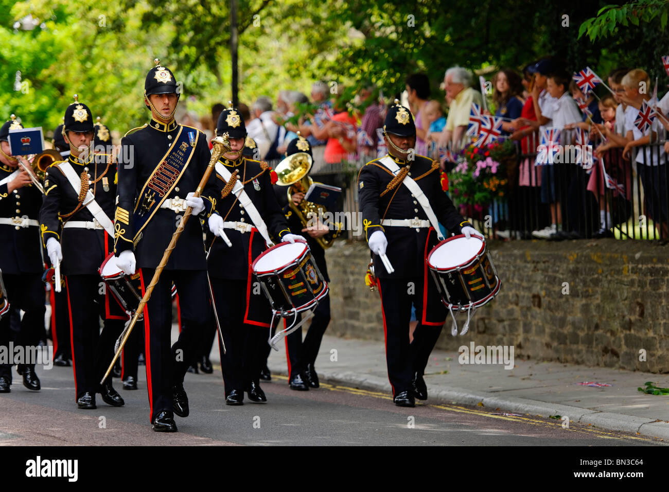 Die Band - die Royal Logistic Corps auf der Parade. Stockfoto