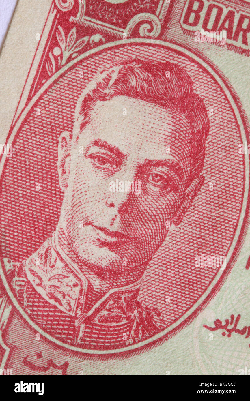 König George VI King George die sechste gezeigt auf einer Malaya Staaten Banknote aus 1941 im 2. Weltkrieg 2. Weltkrieg Stockfoto