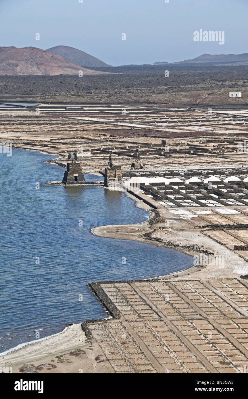Salinas de Janubio, Lanzarote, Spanien, erhöht, Ansicht Stockfoto