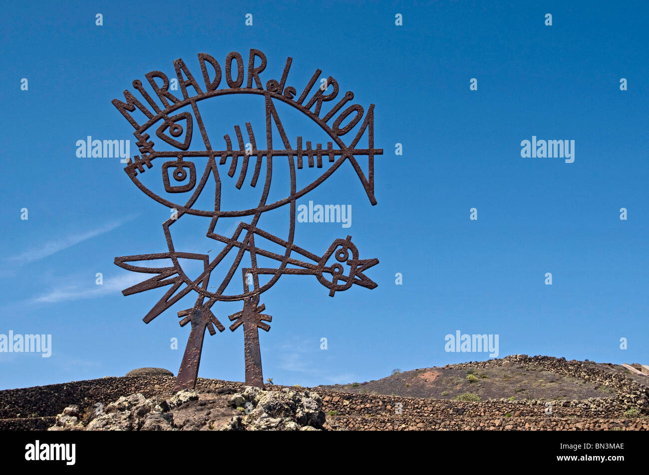 Kunstwerk am Mirador del Rio, Lanzarote, Spanien, niedrigen Winkel Ansicht Stockfoto