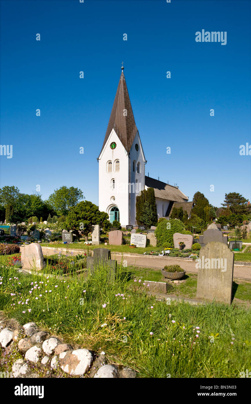 St. Clemens Kirche und Friedhof, Nebel, Amrum, Deutschland Stockfoto