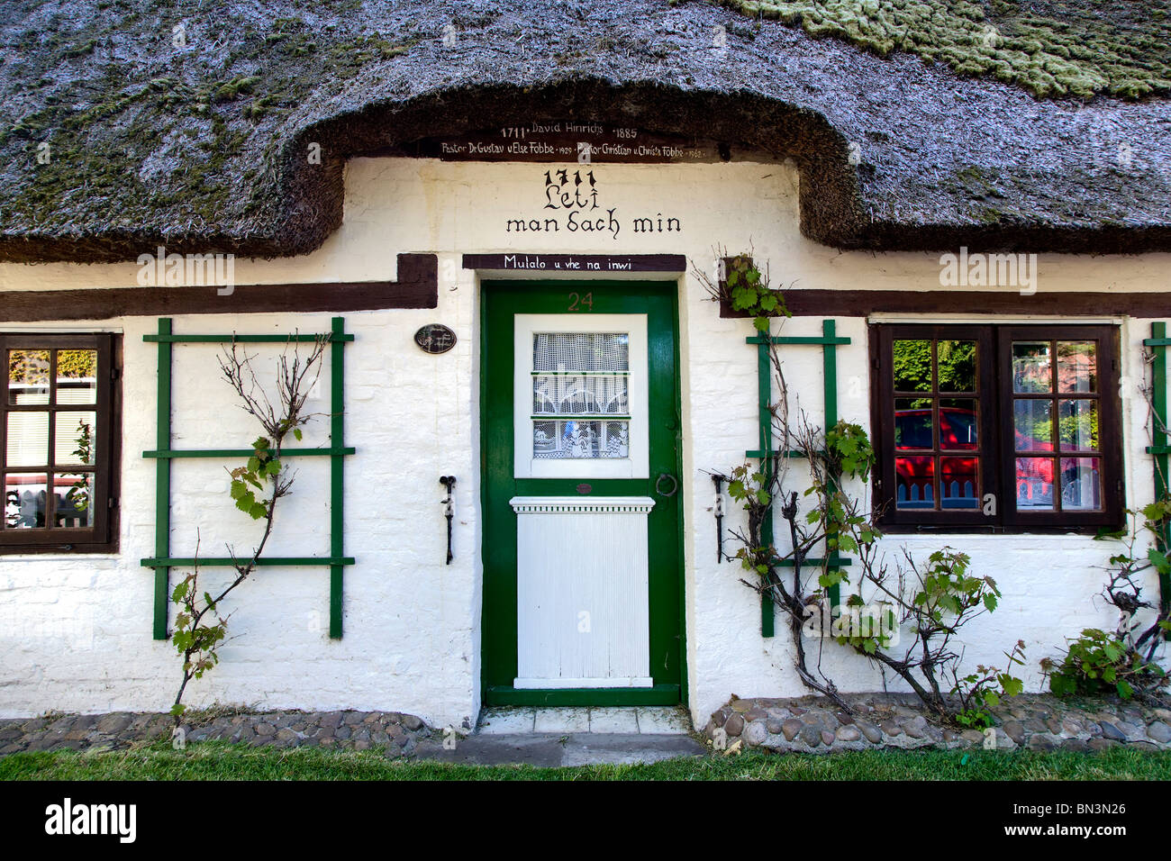 Strohdach Haus in Wyk auf Föhr, Föhr, Schleswig-Holstein, Deutschland Stockfoto