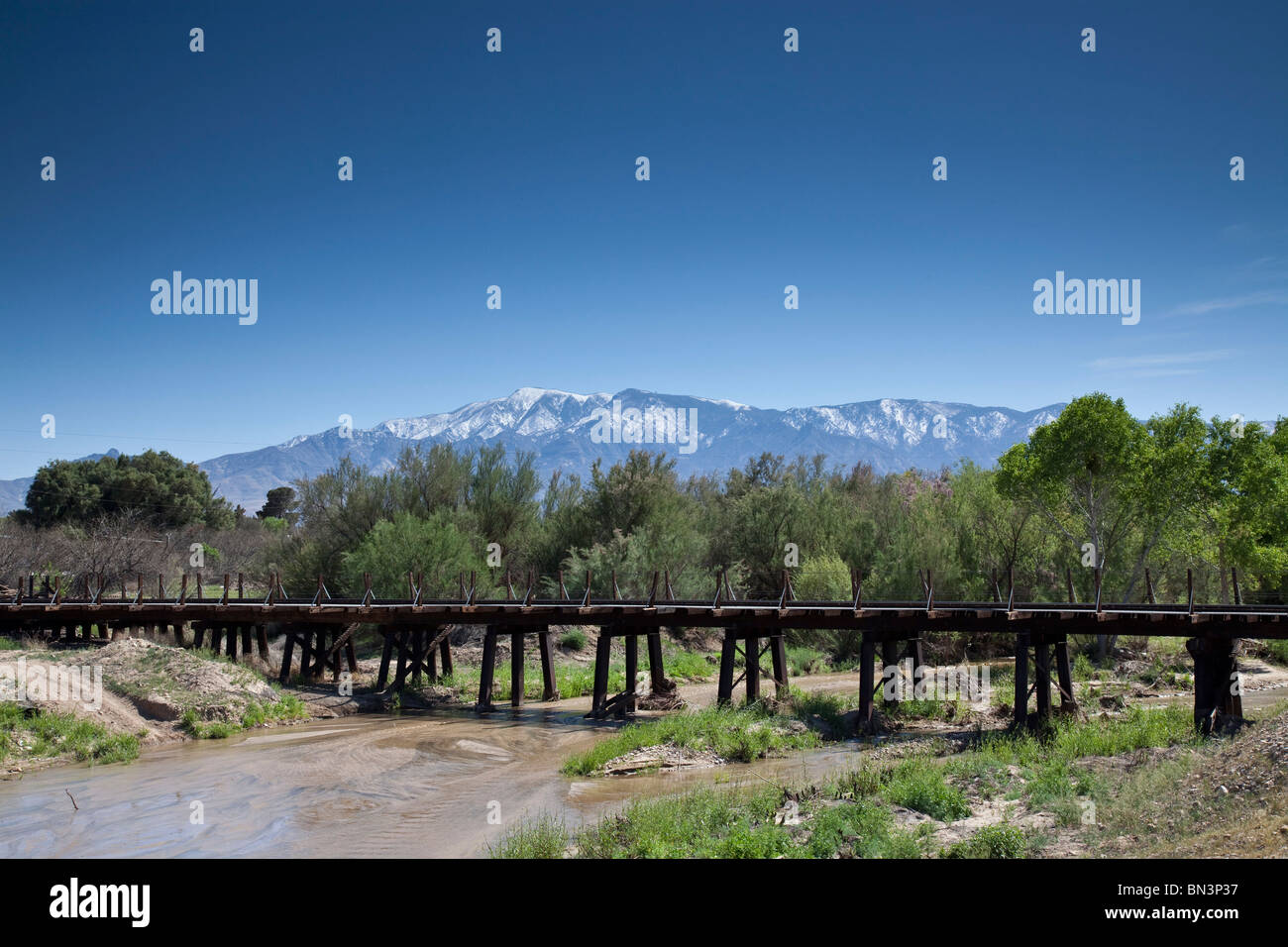 Eisenbahn-Brücke, New Mexico, USA Stockfoto