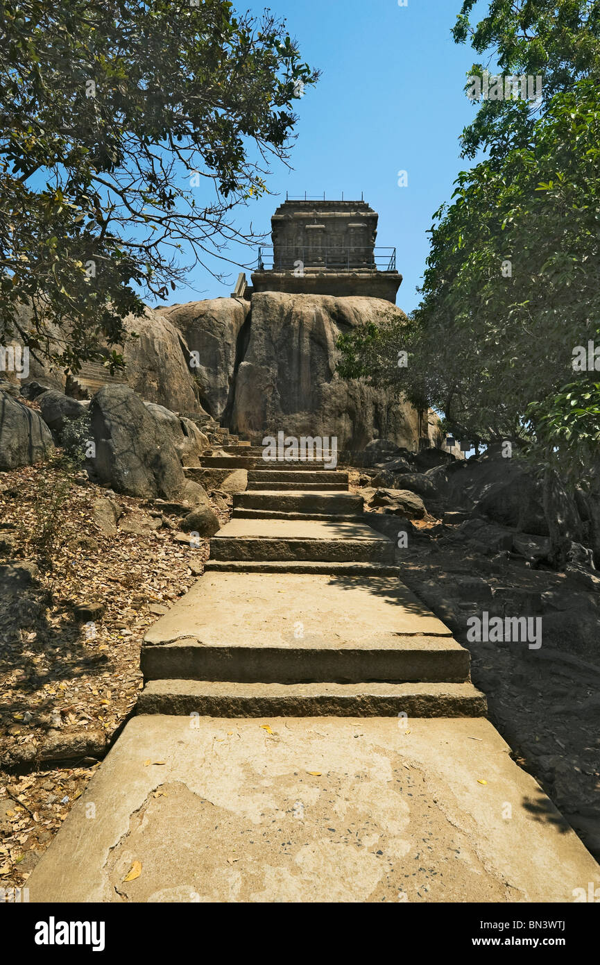 Indien-Tamil Nadu Mamallapuram Mahishasuramardini Höhle Tempel Stockfoto