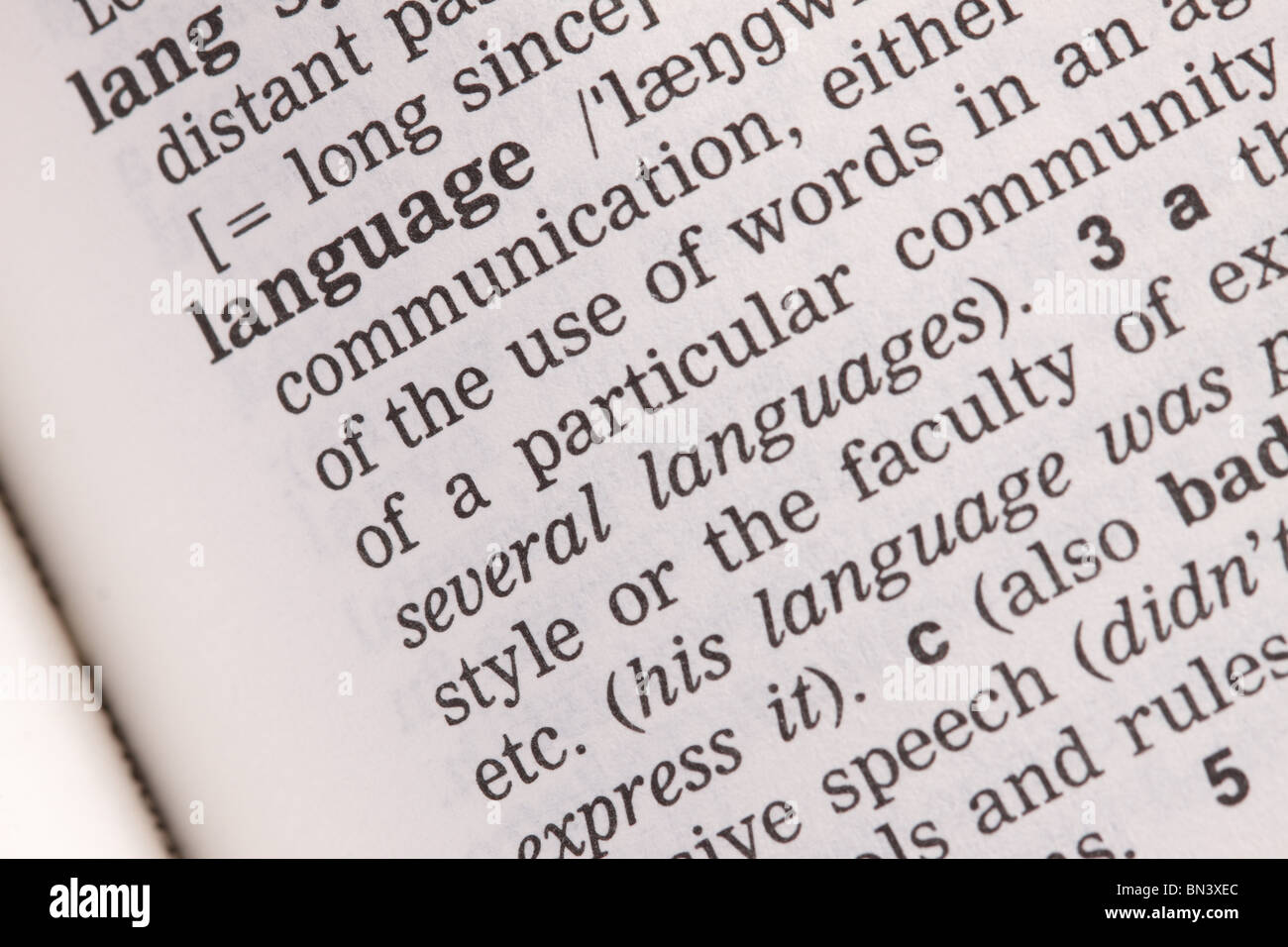 Wortbedeutung Sprache Definition im Wörterbuch Buch Stockfoto