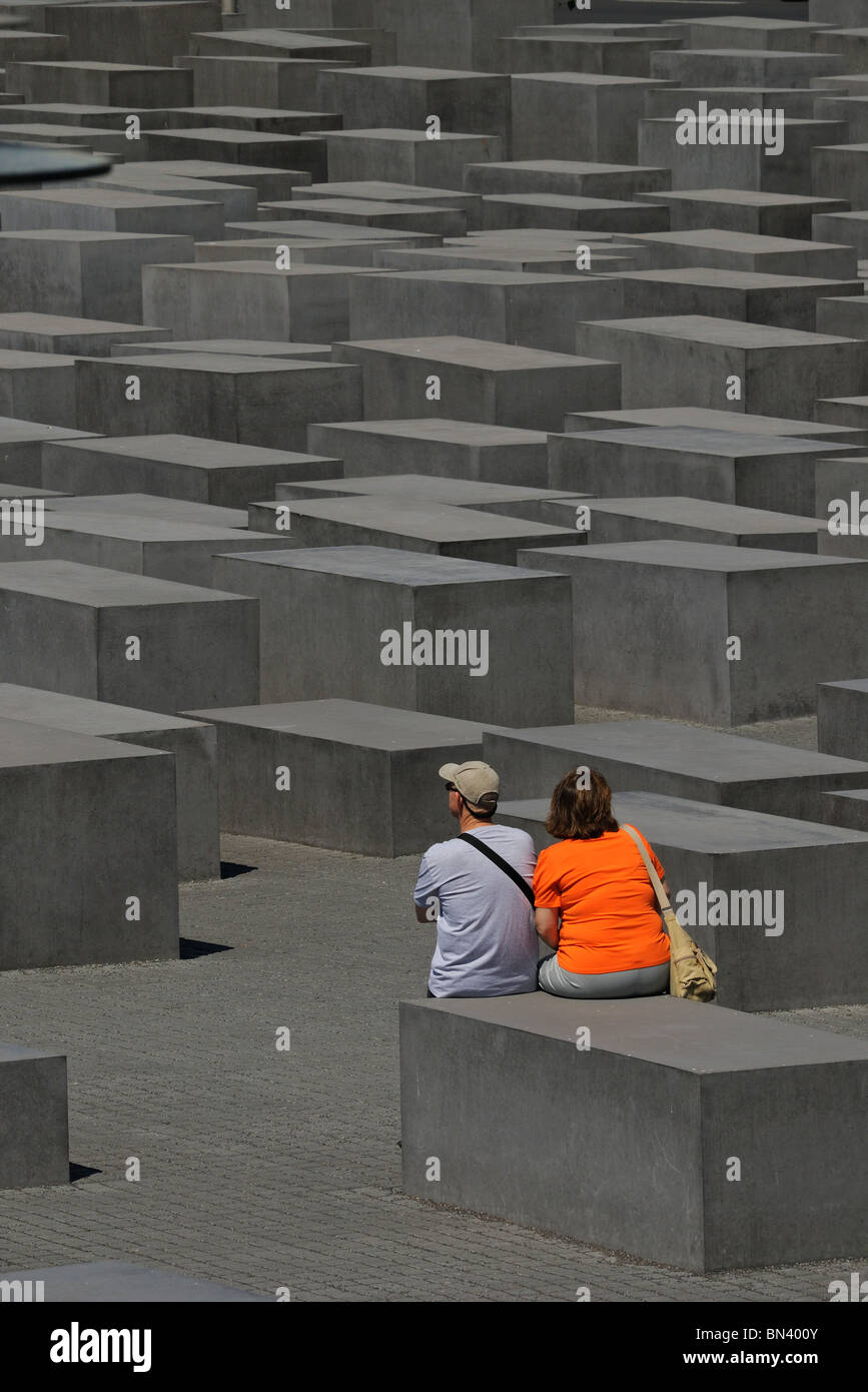 Holocaust-Mahnmal von dem Architekten Peter Eisenman, Denkmal für die ermordeten Juden, Tiergarten, Mitte district, Berlin, Deutschland. Stockfoto