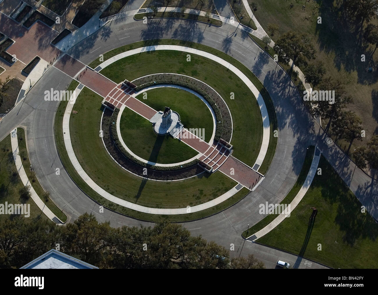 Luftaufnahme über Sam Houston Statue Hermann Kreis Houston Texas Stockfoto