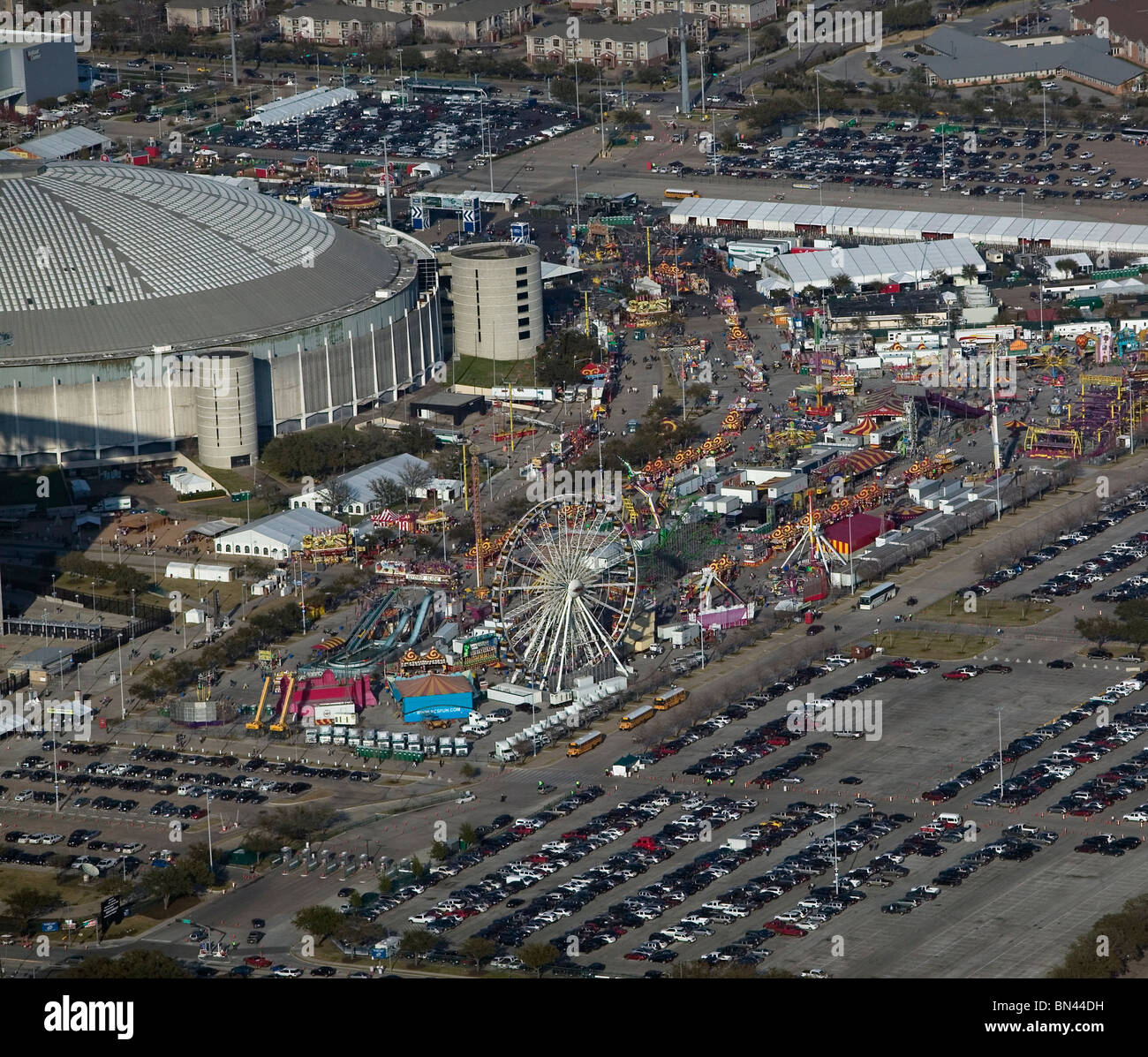 Luftaufnahme über Texas Houston Rodeo Reliant Stadium Stockfoto