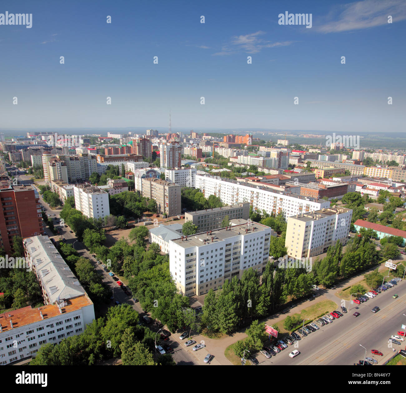 Draufsicht auf das Panorama der Stadt - Ufa-Russland Stockfoto