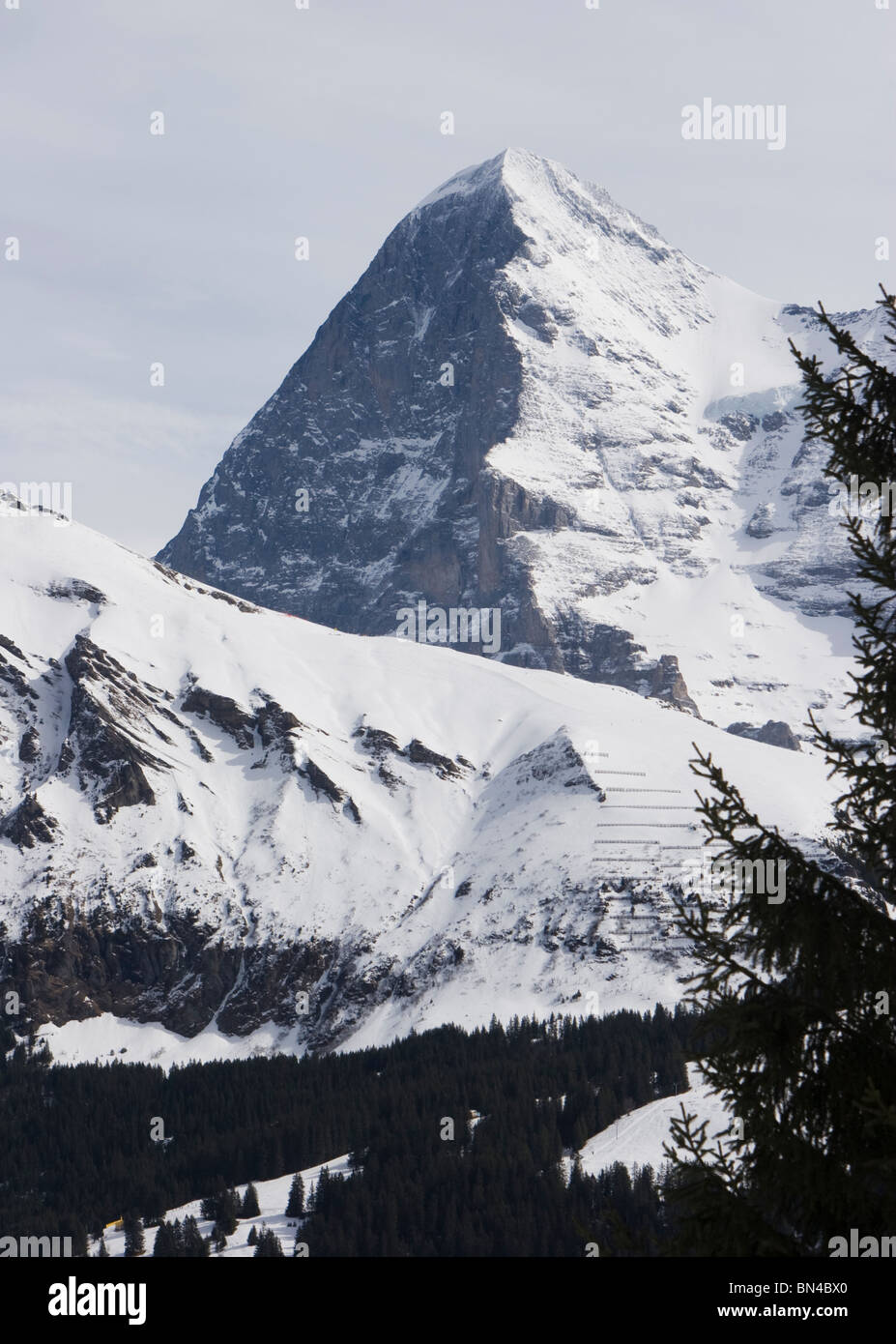 Eiger Nordwand in den Schweizer Alpen. Stockfoto