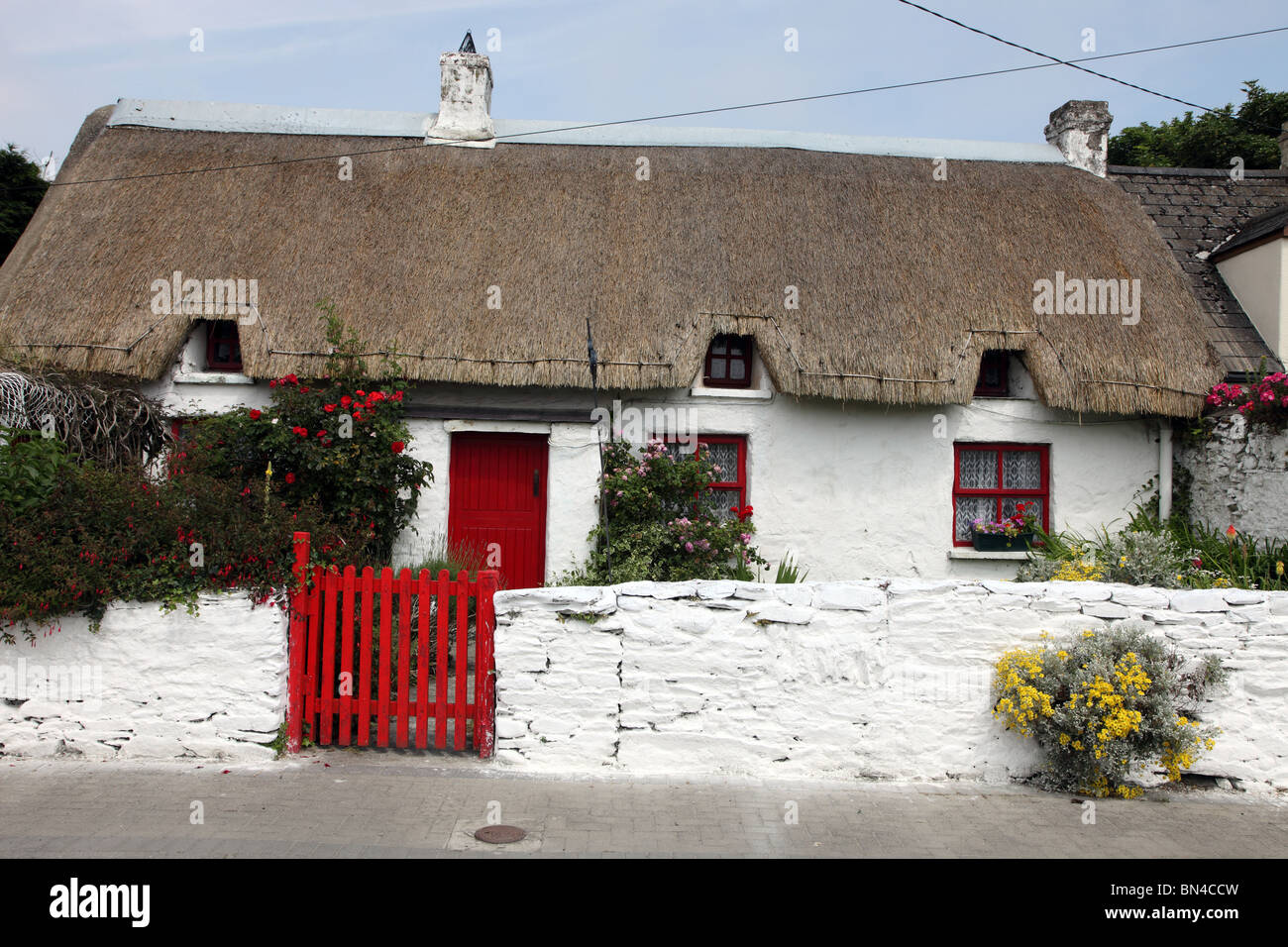 Reetdachhaus, Clogherhead, Fischerdorf, Co. Louth, Irland Stockfoto