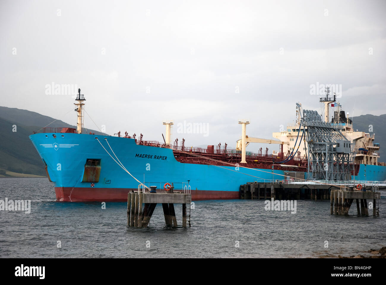 M.V. Maersk Rapier angedockt an die Admiralität Anlegestelle Hafen Lamont Loch angestrebt Stockfoto