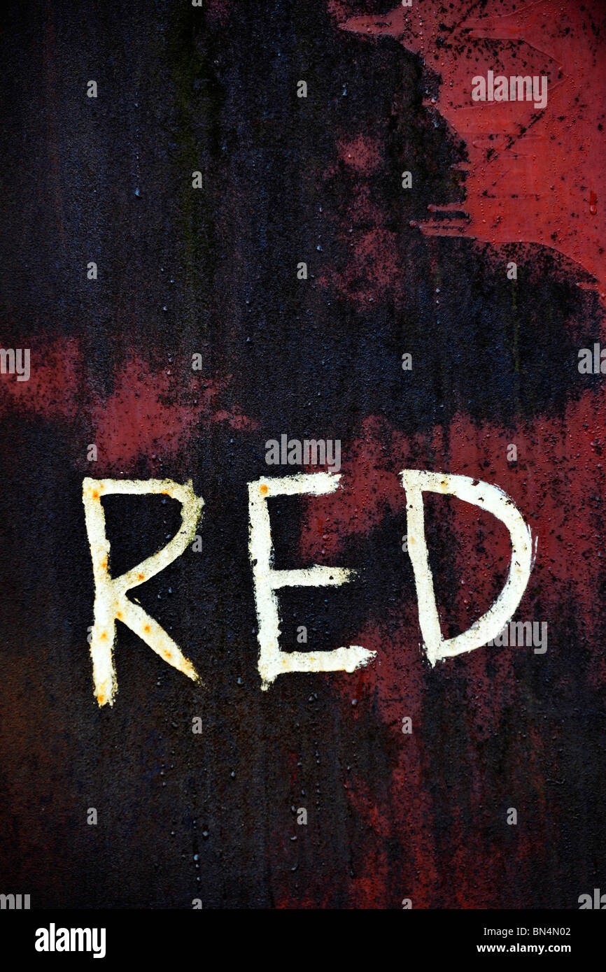 Rot-Diesel lackiertes Schild Stockfoto