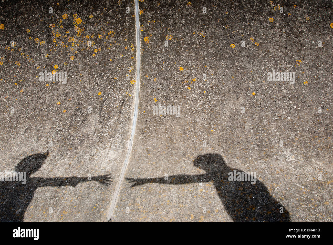 Schatten Menschen berühren Stockfoto