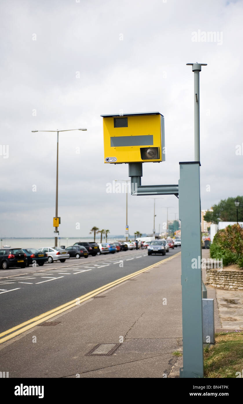 Gatso-Speed-Kamera am Strand von Southend on Sea in Essex.  Foto von Gordon Scammell Stockfoto