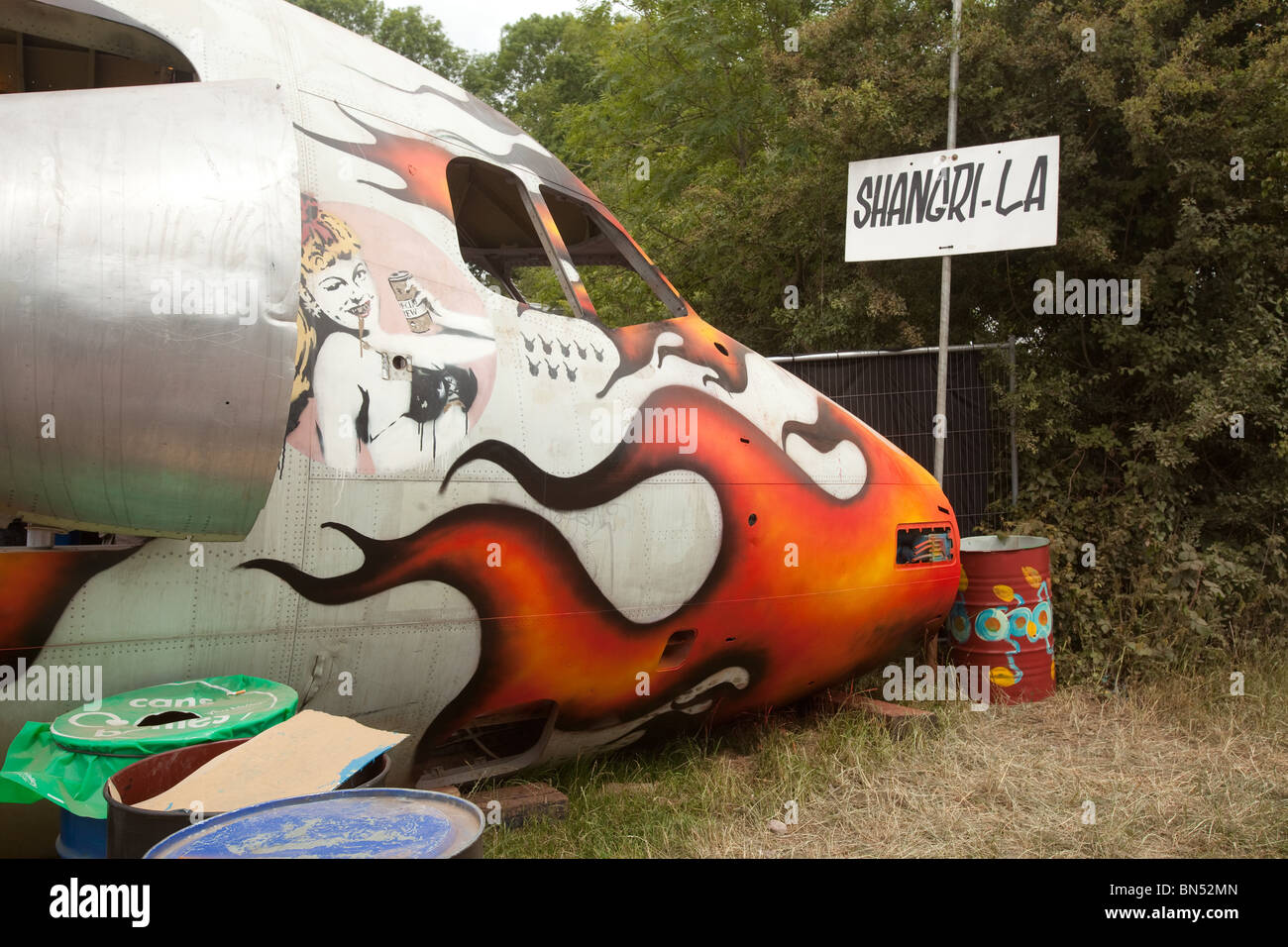 Shangri-La Gegend von Glastonbury Festival 2010, würdig Bauernhof, Somerset, England. Stockfoto