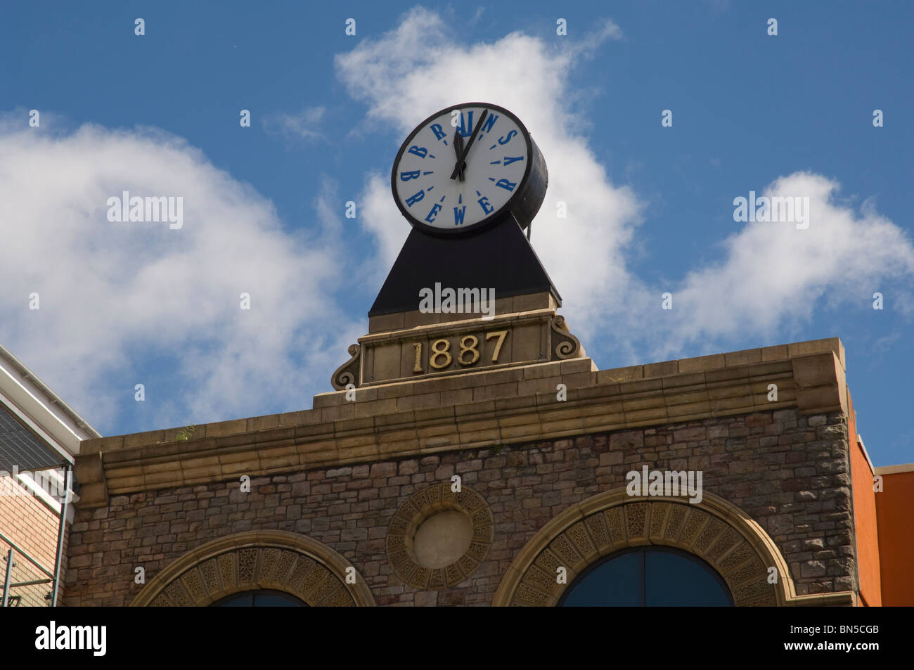 Gehirne Brauerei Uhr, Cardiff, Wales, UK, Europa Stockfoto