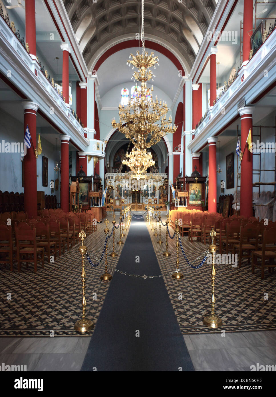 Innere der historischen orthodoxe Kirche St. Nikolaos in Chania, Kreta, Griechenland. Stockfoto