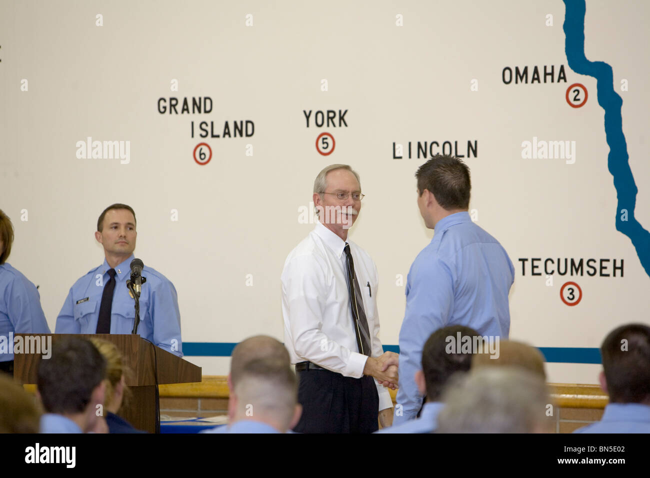 Abschlussfeier am Personal Training Academy, Nebraska Department der Strafvollzug. Wärter und Offiziere. Stockfoto