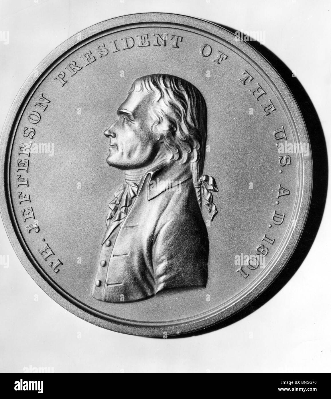 THOMAS JEFFERSON (1743-1826) 3. US-Präsident auf ein Denkmal-Medaille im Jahre 1801 geschlagen Stockfoto