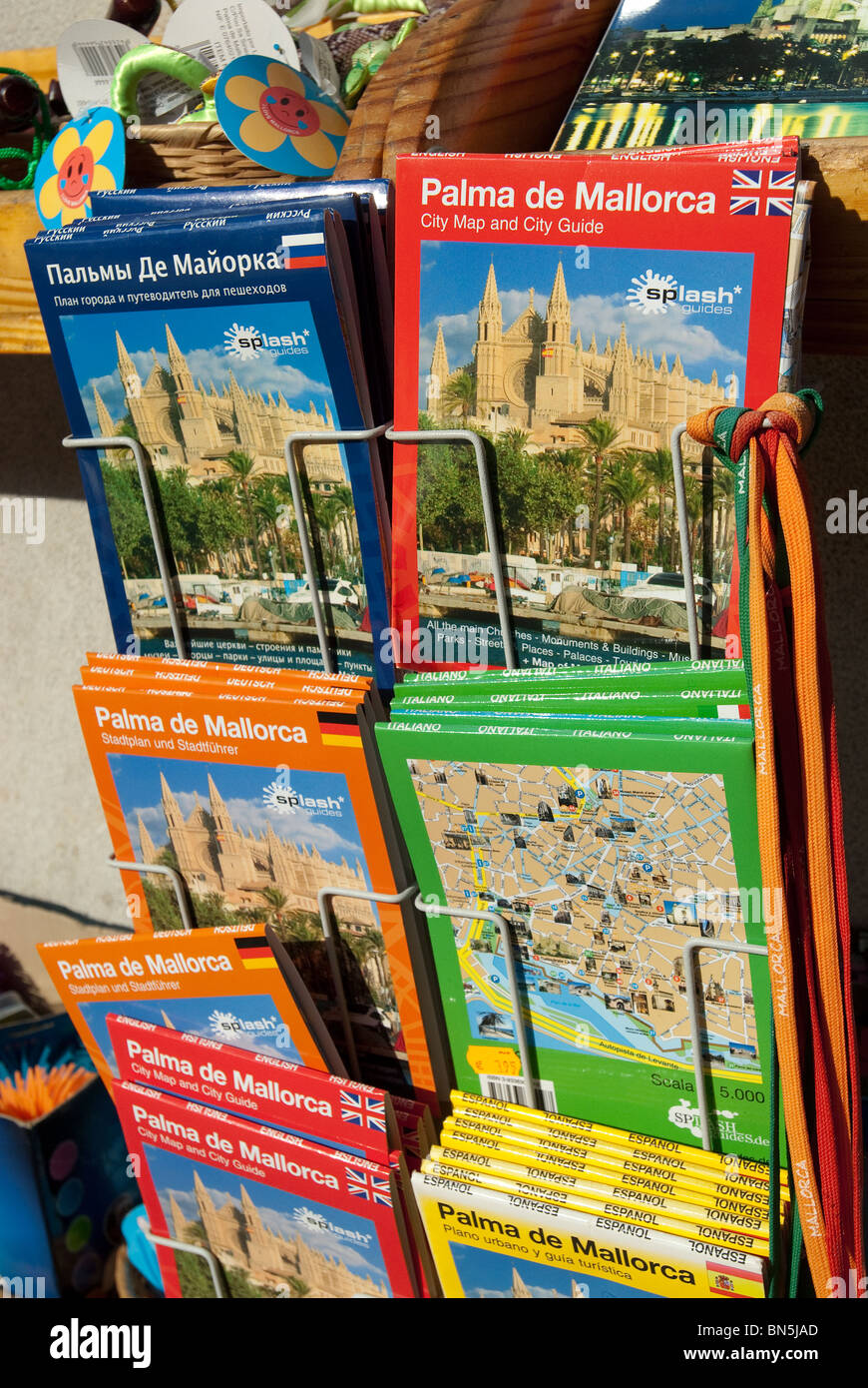 Touristische Führer Bücher zu verkaufen, Palma De Mallorca, Balearen, Spanien Stockfoto