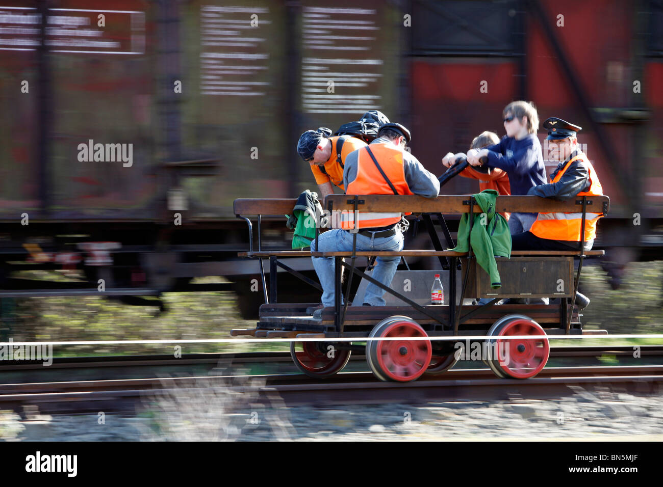 Historischen Dampfzug Depot Museum, mit vielen alten Dampflokomotiven. In Bochum, Deutschland. Stockfoto