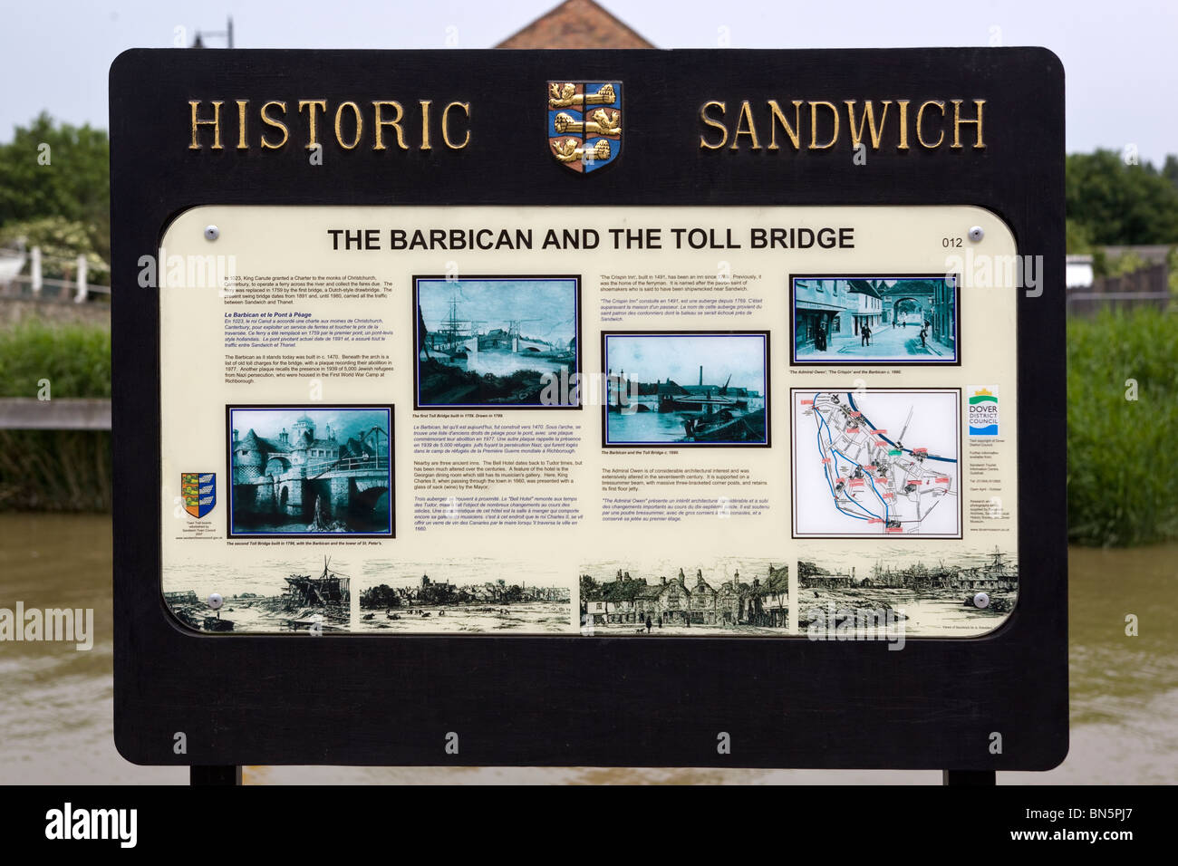 Touristischen Altstadt Zeichen Sandwich Kent UK Stockfoto