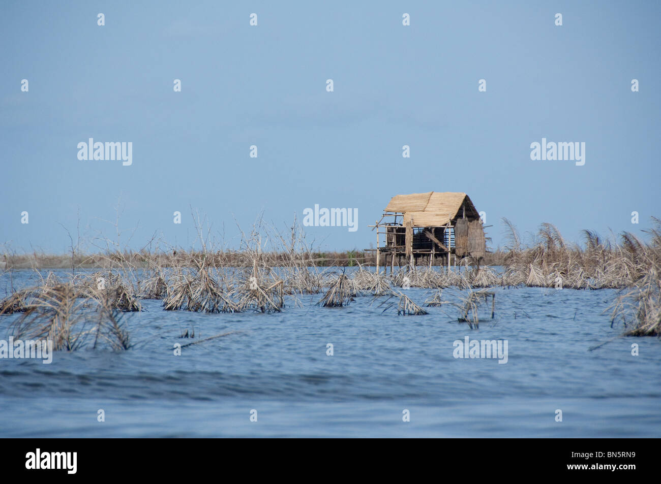 Afrika, Benin, Ganvie. Typisches Tofinu Haus auf Stelzen am See Nokoue. Stockfoto