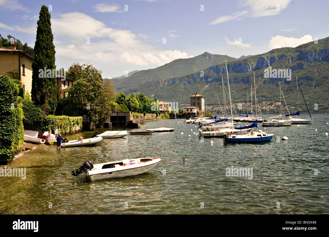 Boote in Pescallo di Bellagio, Comer See, Italien Stockfoto