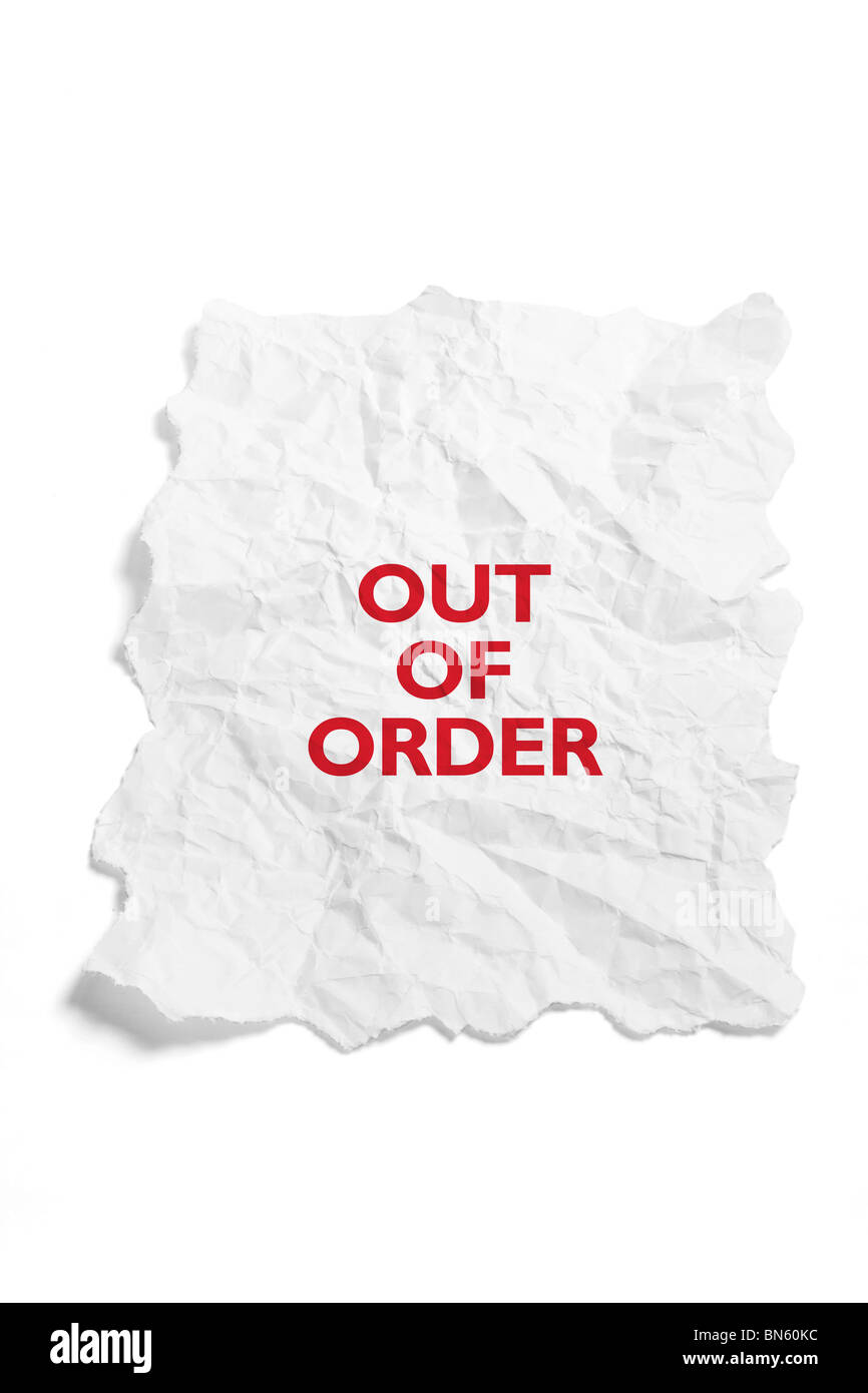 Beachten Sie auf zerknittertes Papier Stockfoto