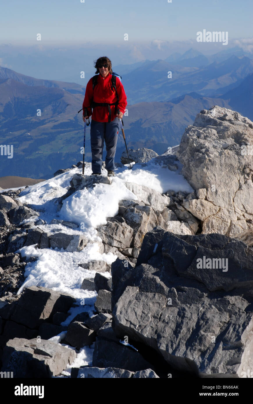 Bergsteiger auf Wildhorn, Berner Alpen, Schweiz Stockfoto