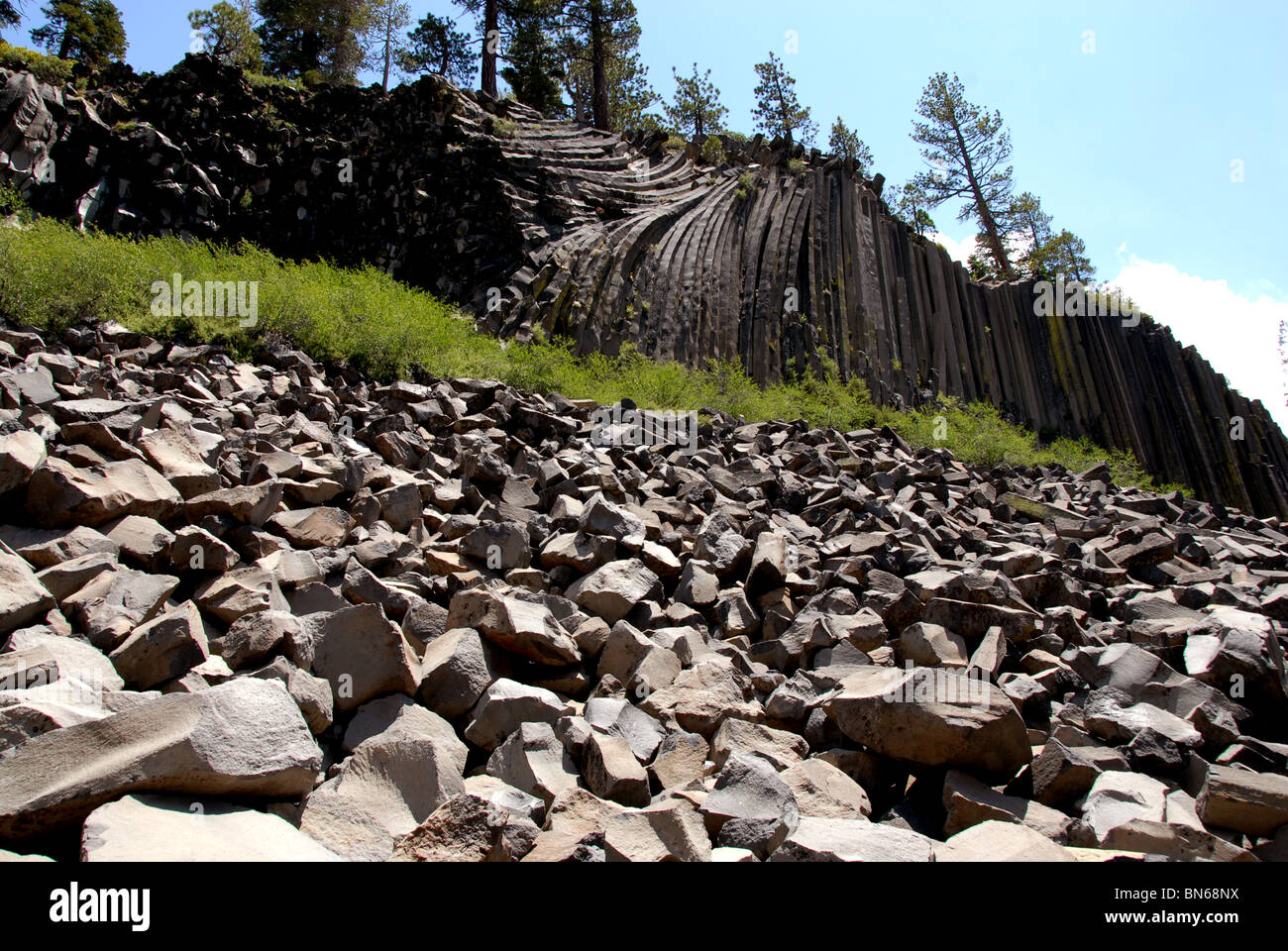 Devils Postpile Nationaldenkmal, Sierra Nevada, Kalifornien Stockfoto