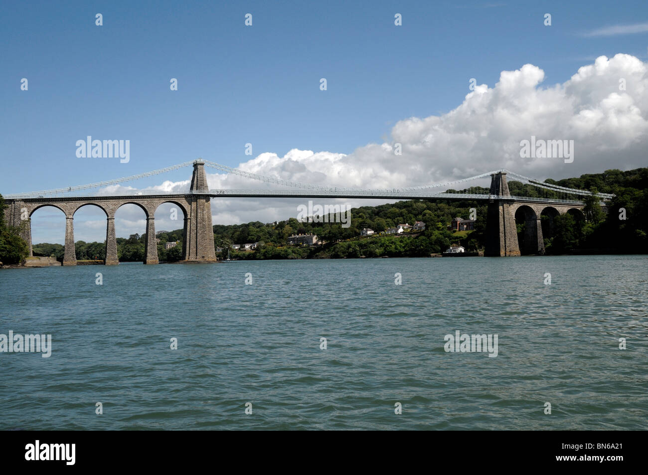 Menai Hängebrücke North Wales UK Stockfoto