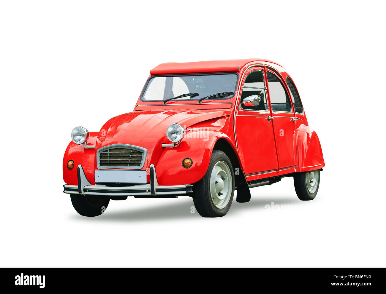 Französischen Roten Citroen 2 cv in einer Straße geparkt Stockfoto