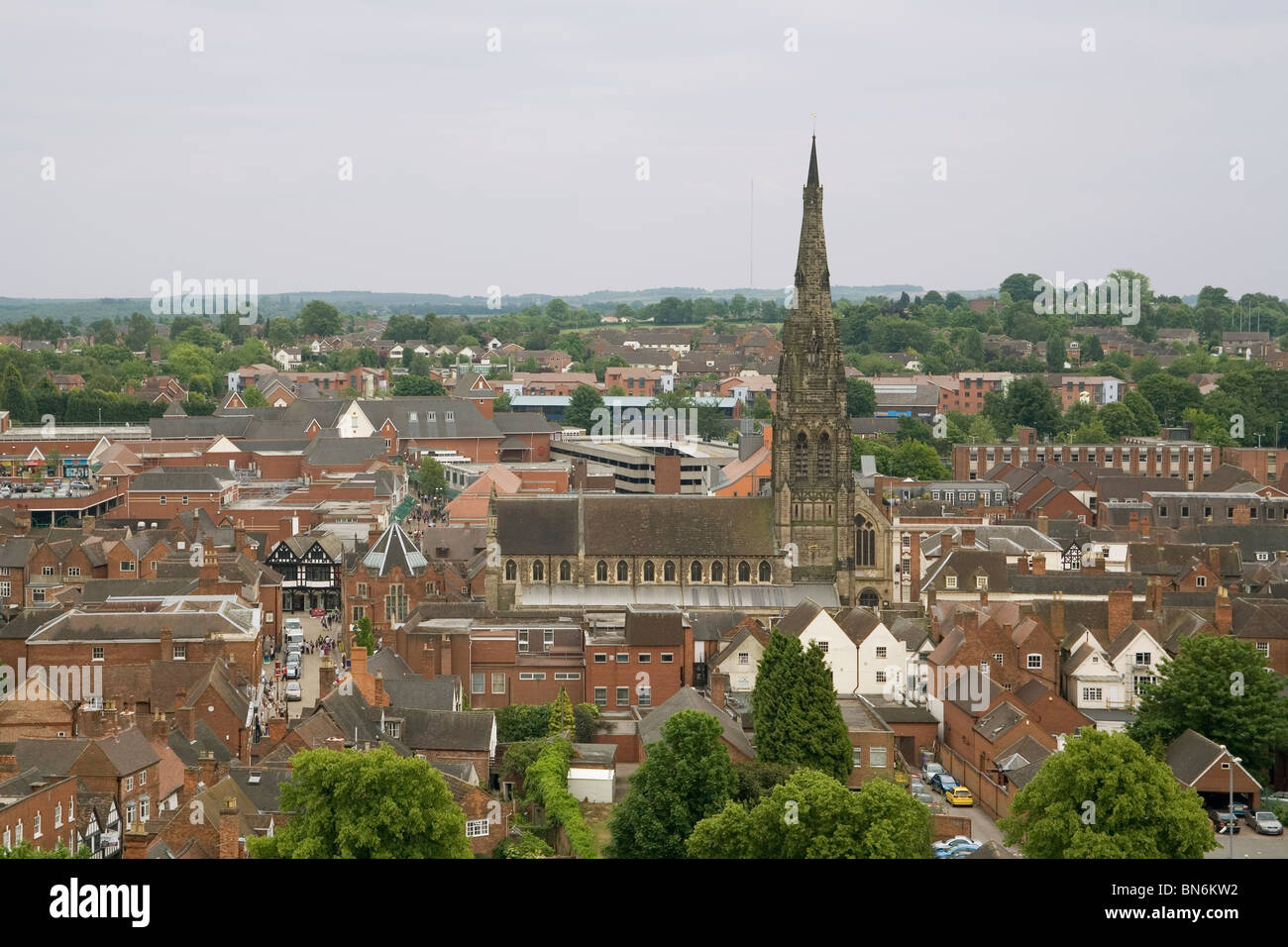 Blick auf die Stadt vom Turm der Kathedrale England Staffordshire Lichfield Stockfoto