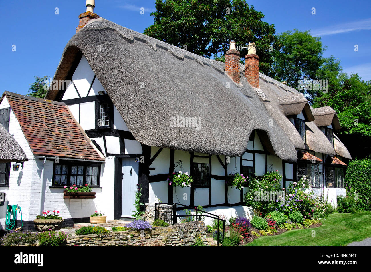 Reetdachhaus, Welford-on-Avon, Warwickshire, England, Vereinigtes Königreich Stockfoto