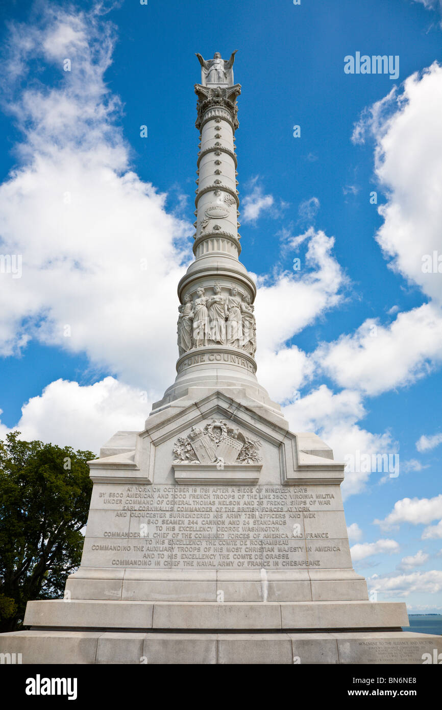 Yorktown, Virginia - Sep 2009 - Siegesdenkmal in historischen Yorktown, Virginia Stockfoto