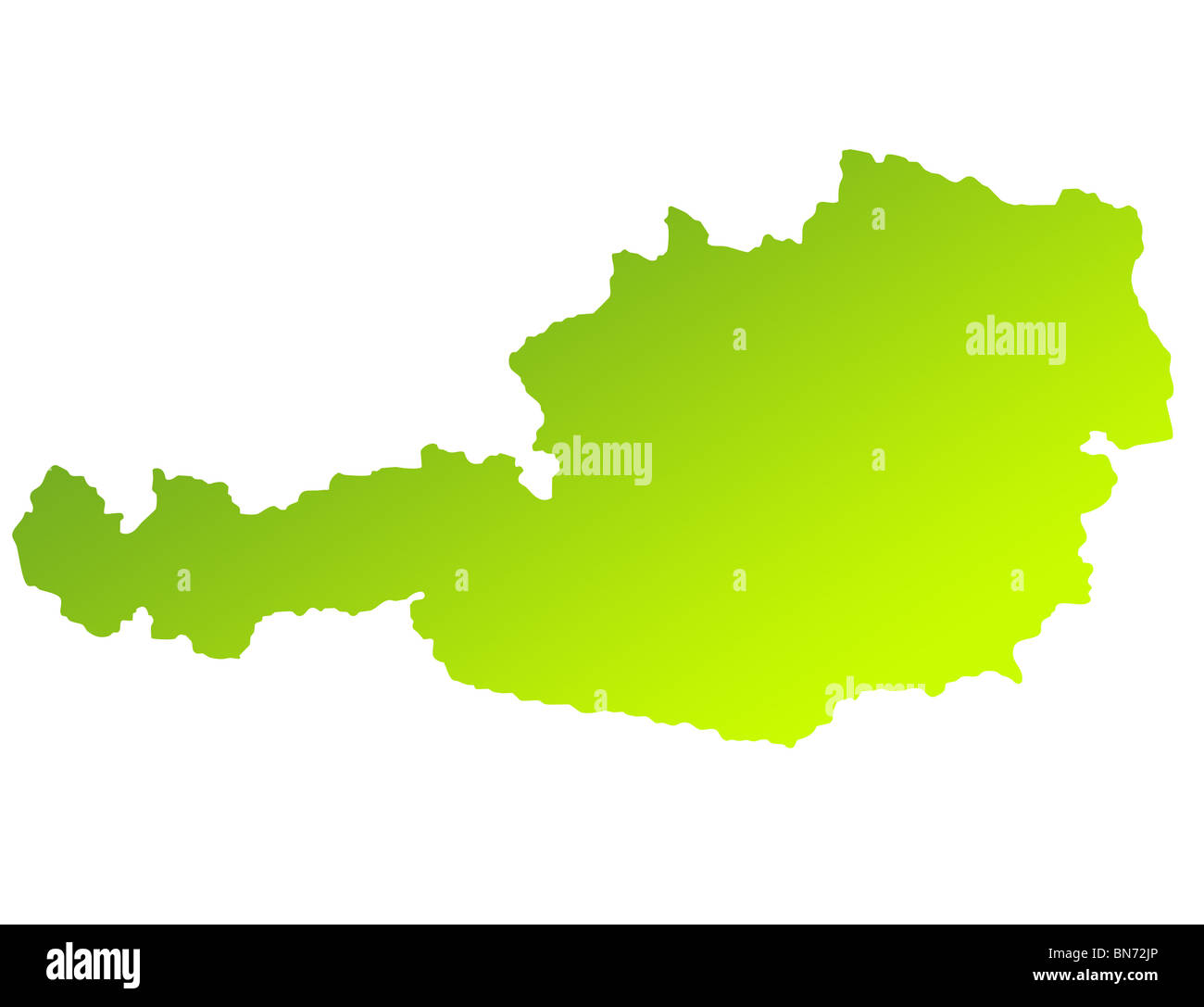 Grünen Verlaufs-Map Österreichs isoliert auf einem weißen Hintergrund. Stockfoto