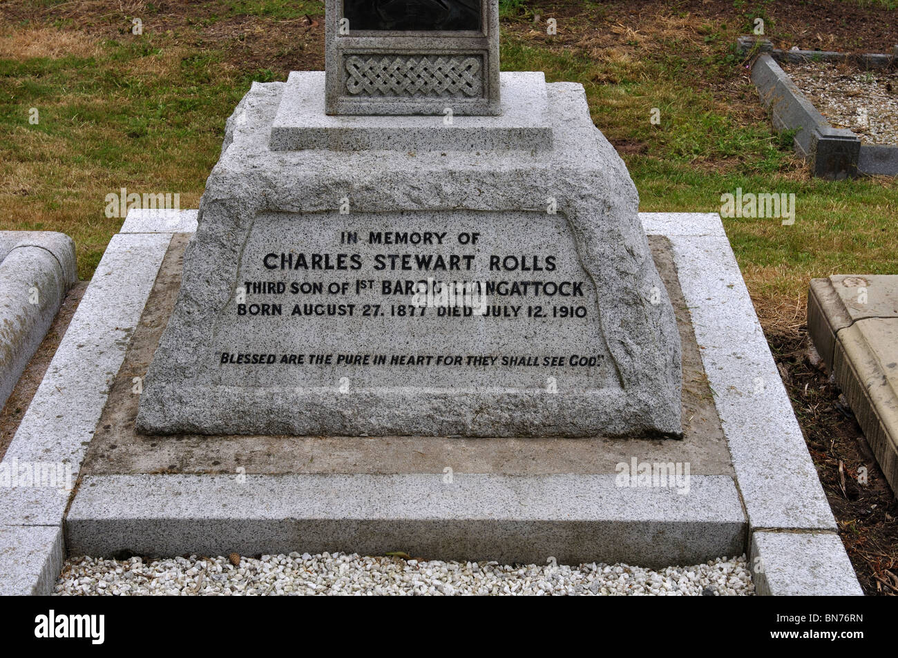 Grab von Charles Stewart Rolls St. Cadoc der Kirchhof, Llangattock Vibon Avel, Monmouthshire, Wales, UK Stockfoto