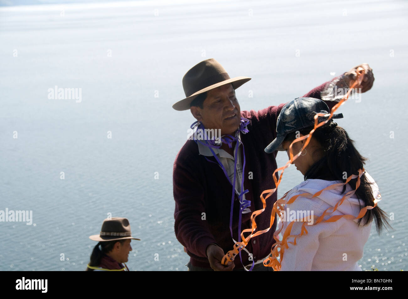 Traditionelle Zeremonie Dank Pachamama für eine gute Ernte Stockfoto