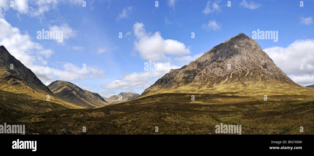 Buachaille Etive Mor bei Glen Etive in Glencoe, Highlands, Schottland, Vereinigtes Königreich Stockfoto