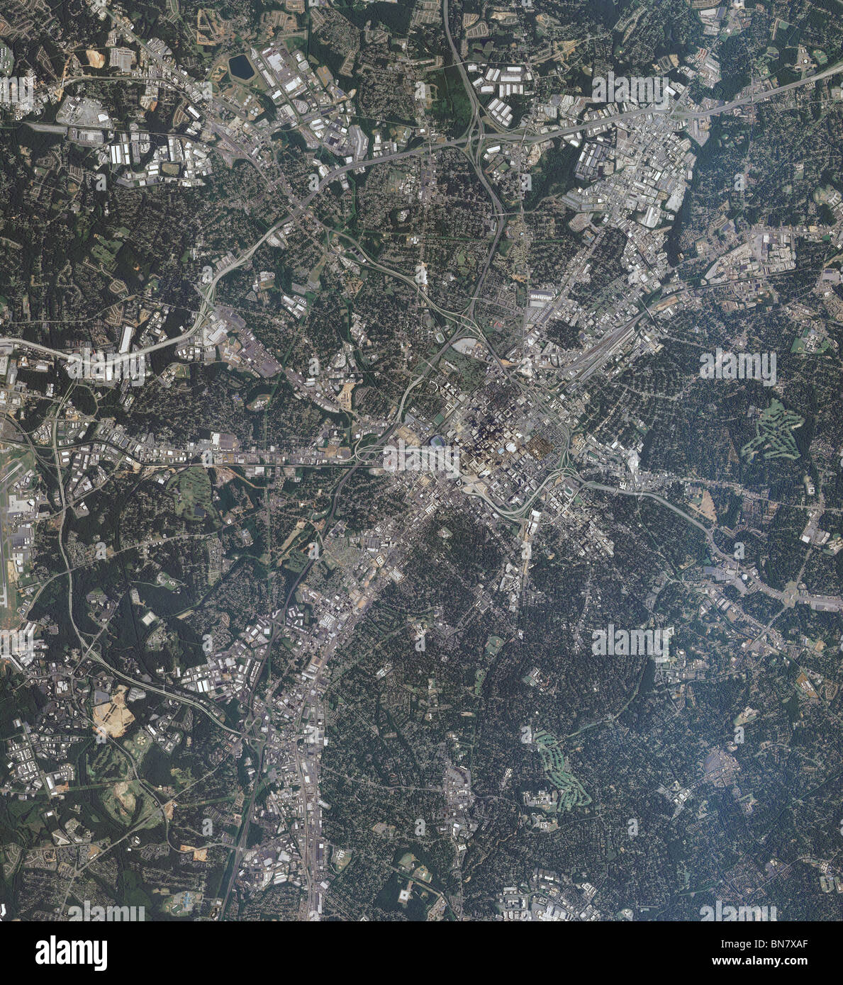 Luftbildkarte Anzeigen über Charlotte, North Carolina Stockfoto