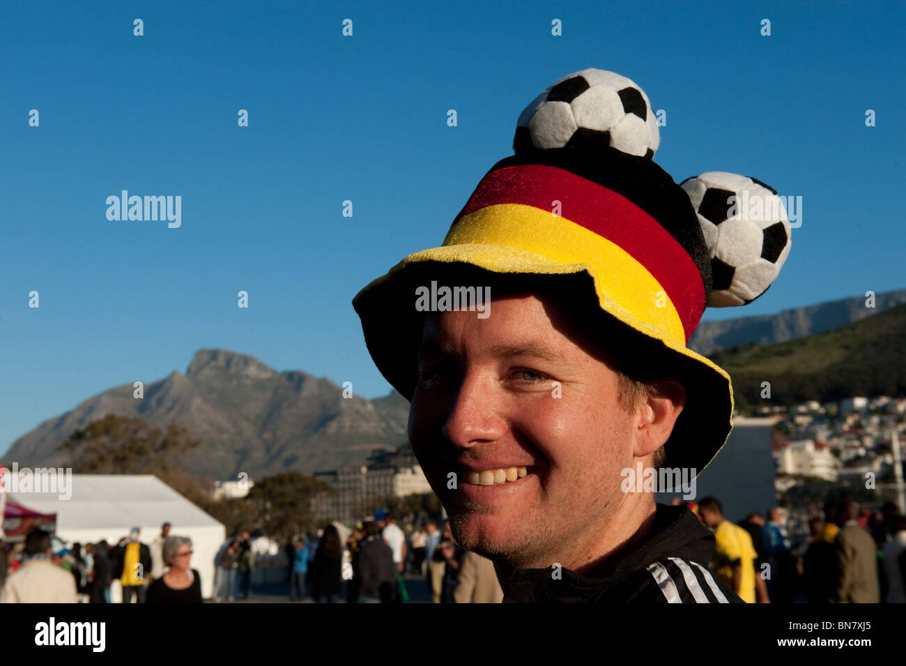 Deutsche Fußball-Anhänger WM 2010 Cape Town in Südafrika Stockfoto